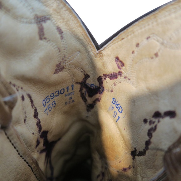 Dan Post Cowboy Western Boots‎ Brown Leather Detailed Stitching Men's Size 9.5D - Picture 11 of 14